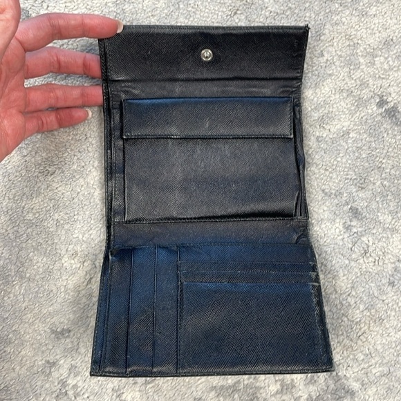 Prada Nylon Envelope Snap Wallet Black Designer Classic Everyday Triangle Plaque - Picture 9 of 16